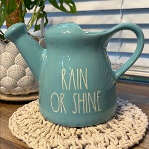 Rae dunn Tiffany blue rain or shine watering can